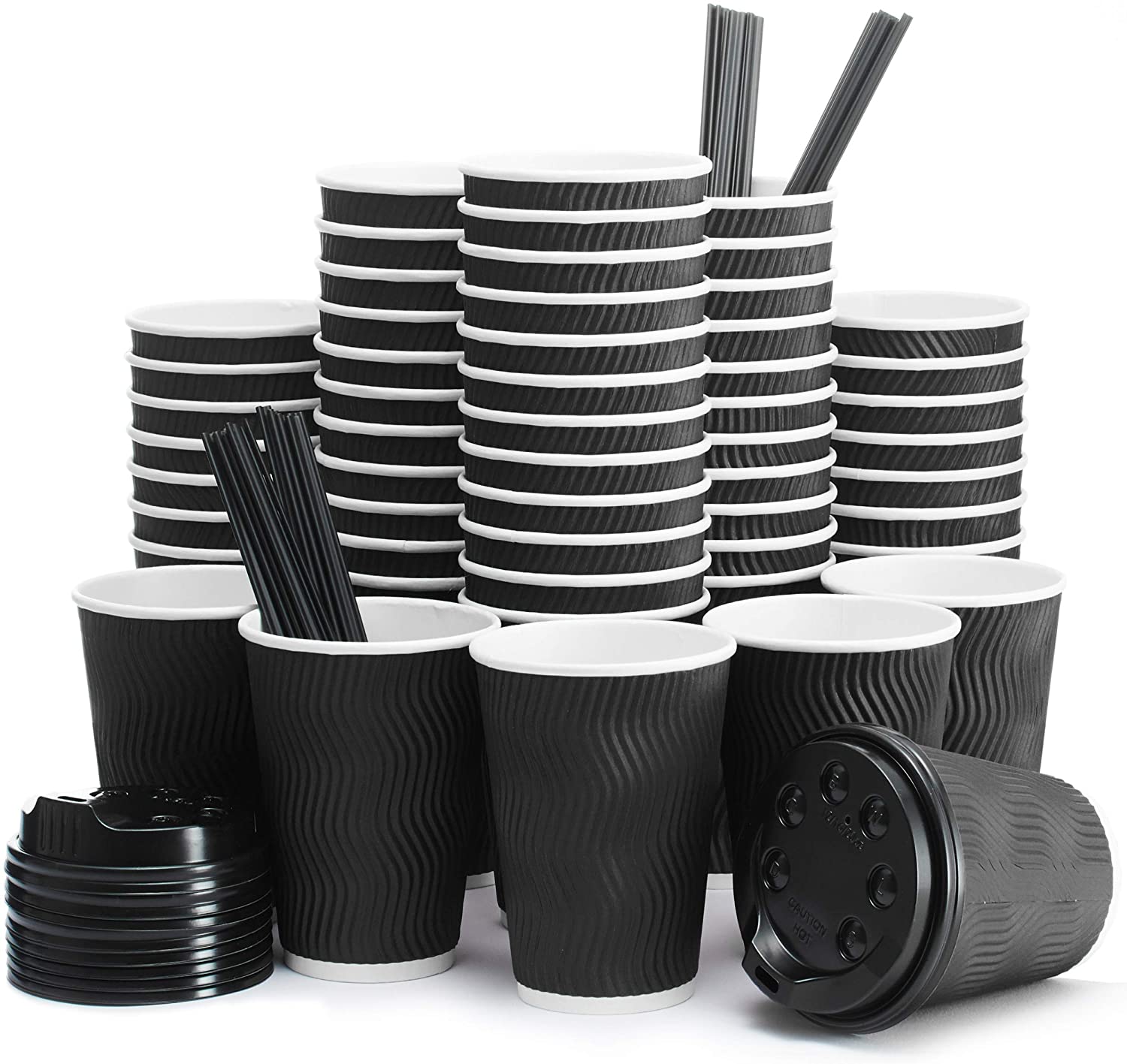 tazas de café de papel negro al por mayor